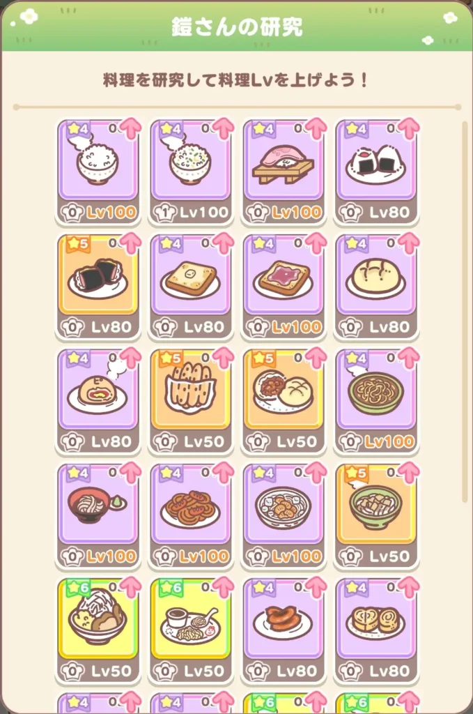 料理レベル100に必要な料理コイン一覧